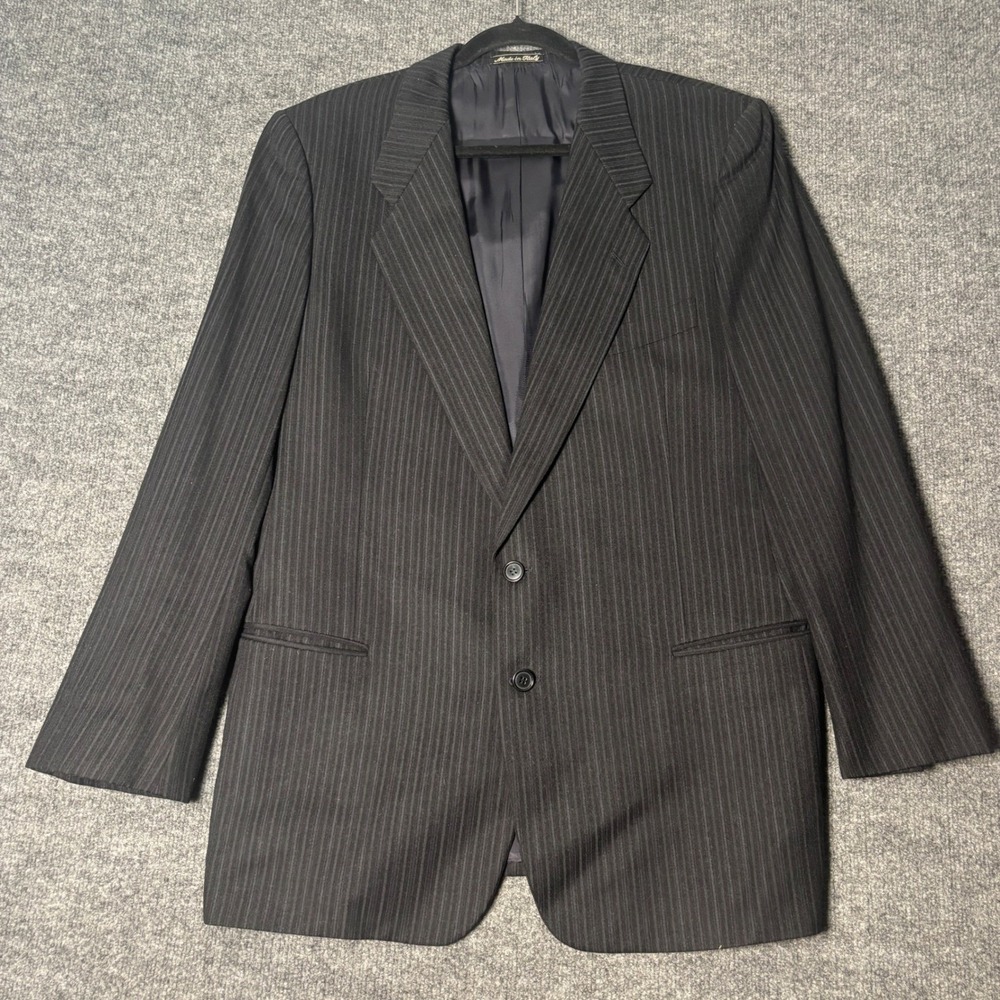 Emanuel Ungaro Uomo Saks Fifth Ave Men's Jacket 44R Black Pinstripe Wool Italy